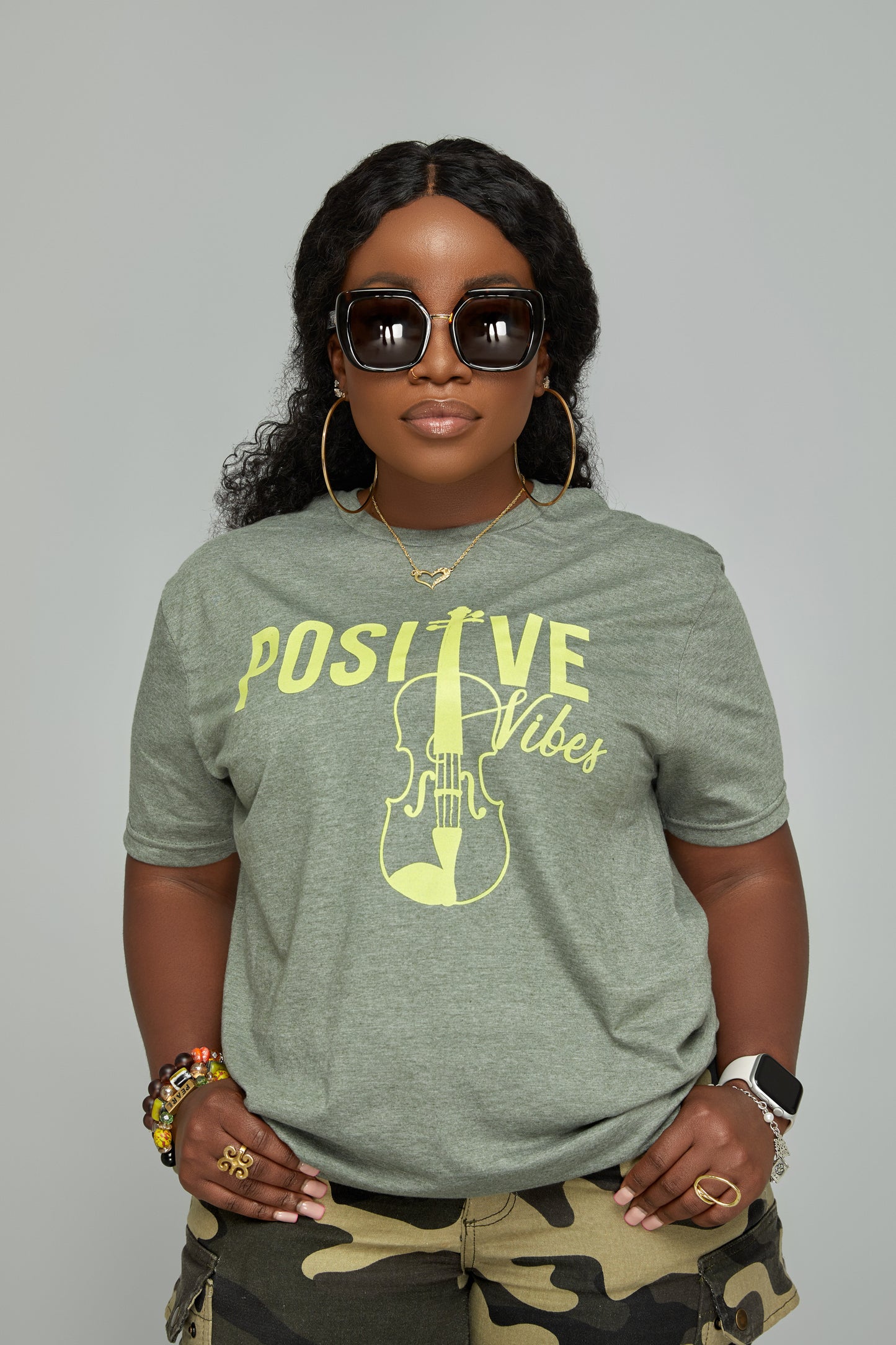 Positive Vibes Tee (Heather Green)