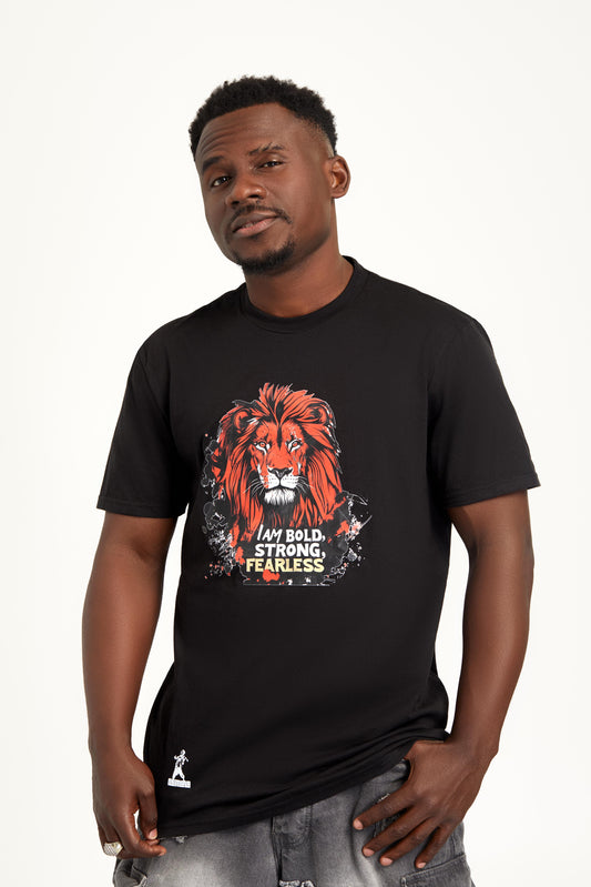 I am Bold, Strong & Fearless Lion Tee (Black)