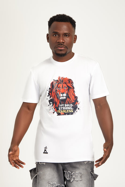I am Bold, Strong & Fearless Lion Tee (White)